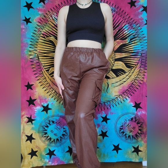 Streetwear Society - Chic Faux Leather High-Waist Pants - Picture 1 of 7